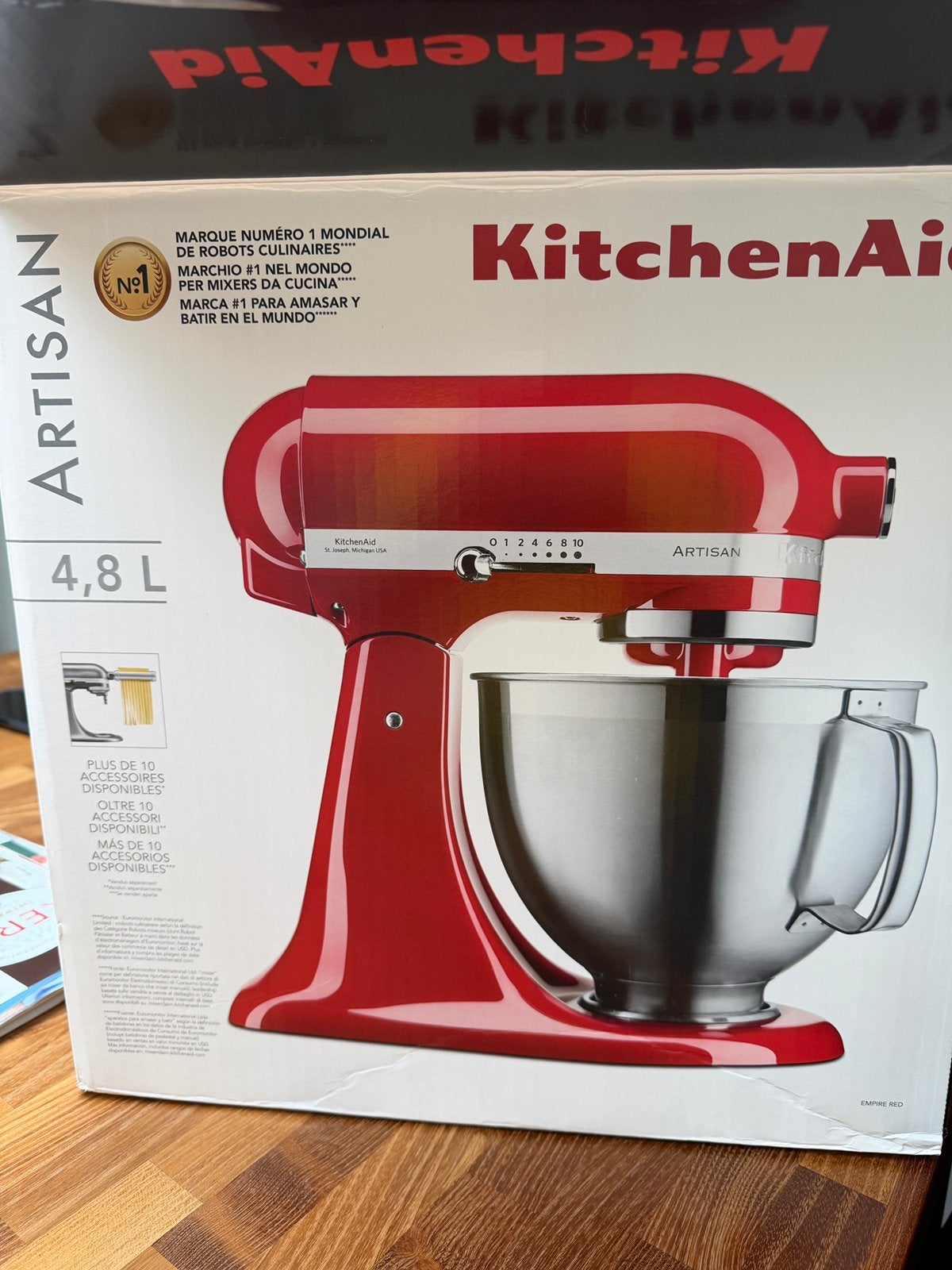KitchenAid Artisan Premium 5KSM185 rood + accessoires, Witgoed en Apparatuur, Keukenmixers, Ophalen, 4 liter of meer, 3 snelheden of meer