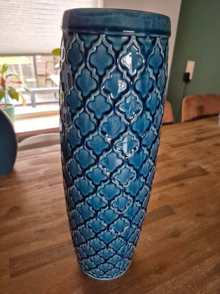 Vaas Turquoise, Huis en Inrichting, Woonaccessoires | Vazen, Ophalen, 50 tot 75 cm, Blauw, Aardewerk of Porselein