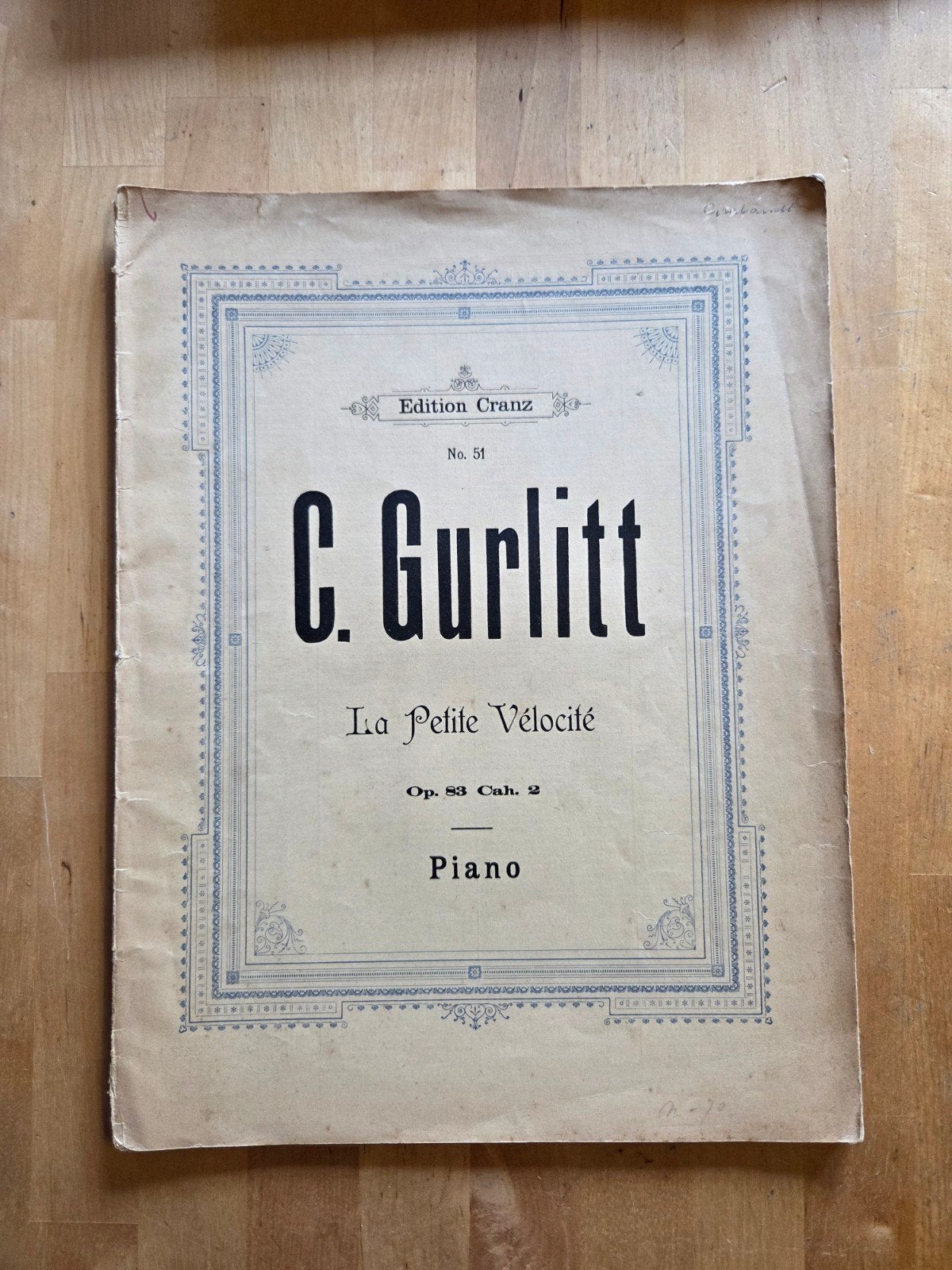 C. Gurlitt - La Petite Vélocité Op. 83, Cah. 2, Gebruikt, Klassiek, Ophalen of Verzenden, Artiest of Componist