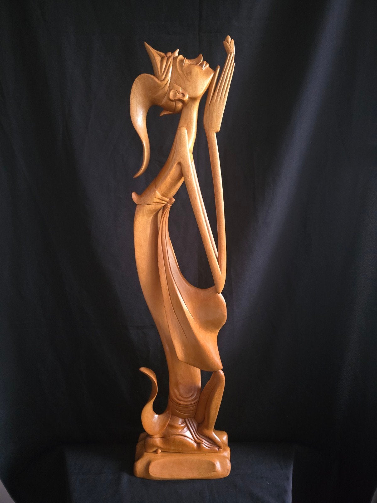 Schitterend gestileerd Balinees Beeld, Art Deco, 100 cm hoog, Antiek en Kunst, Kunst | Beelden en Houtsnijwerken, Houtsnijwerk
