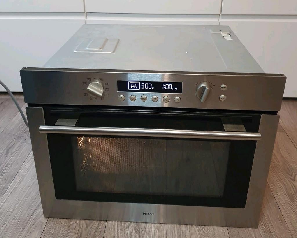 PELGRIM combi oven/ magnetron RVS in nette staat, Witgoed en Apparatuur, Magnetrons, Ophalen, Combimagnetron, Hete lucht, Zo goed als nieuw