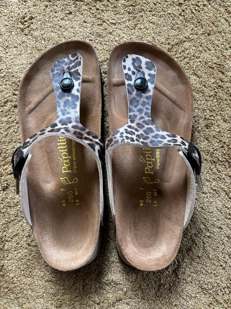 Birkenstock Papillio sandalen met luipaardprint, leer., Ophalen, Zo goed als nieuw, Overige kleuren, Sandalen of Muiltjes