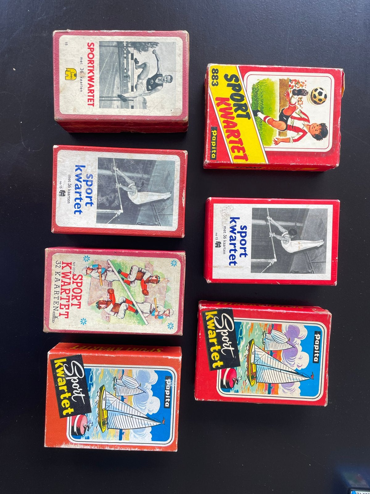Vintage Papita Sport Kwartet Kaartspellen - Set van 6, Drie of vier spelers, Ophalen of Verzenden, Gebruikt