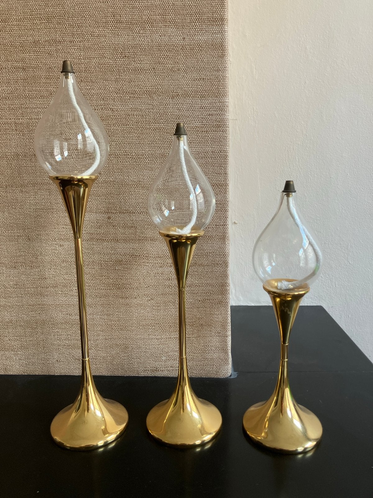 Set van 3 Clear Drop olielampen, Freddie Andersen Design, Antiek en Kunst, Ophalen of Verzenden