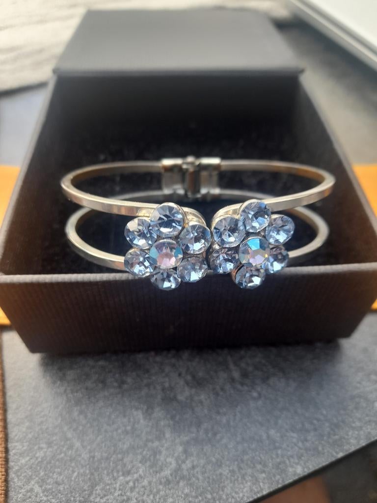 Stalen armband met gekristalliseerde Swarovski elementen, Ophalen of Verzenden, Zilver