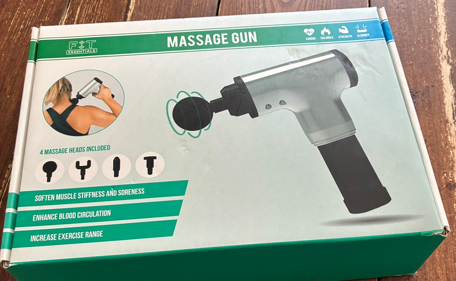 Massage gun van fit essentials met 4 massagekoppen., Sport en Fitness, Massageproducten, Ophalen, Zo goed als nieuw, Apparaat