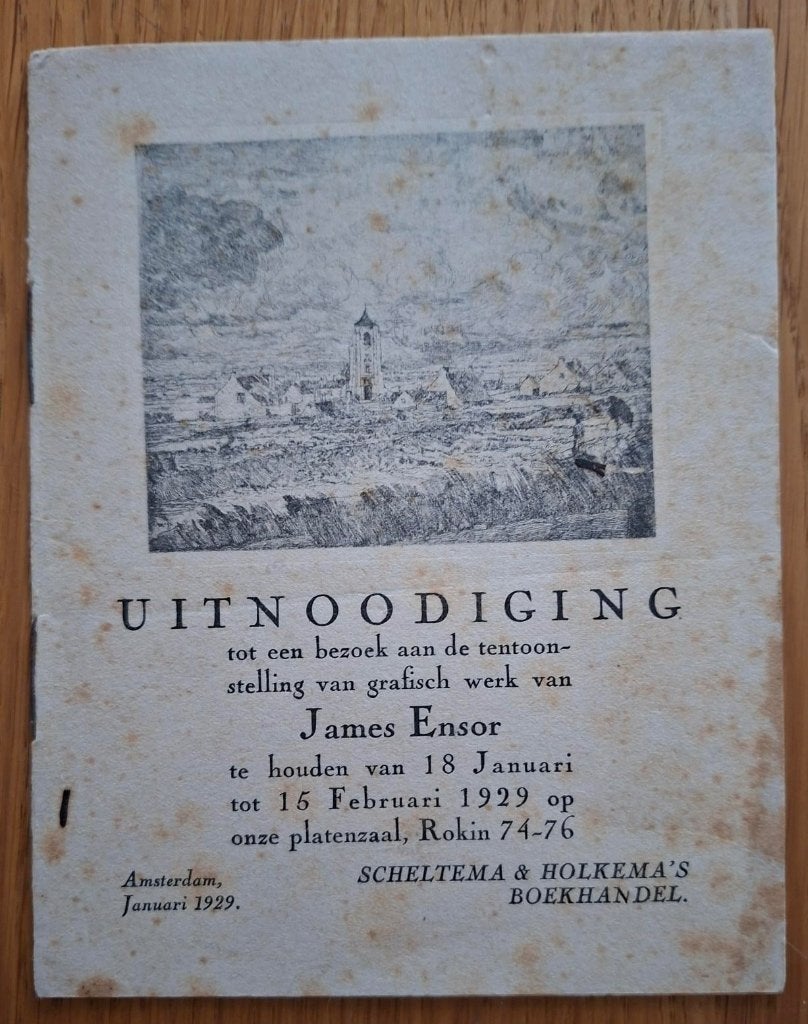 Uitnodiging 18 jan/16 febr 1929 James Ensor- Amsterdam, Antiek en Kunst, Verzenden