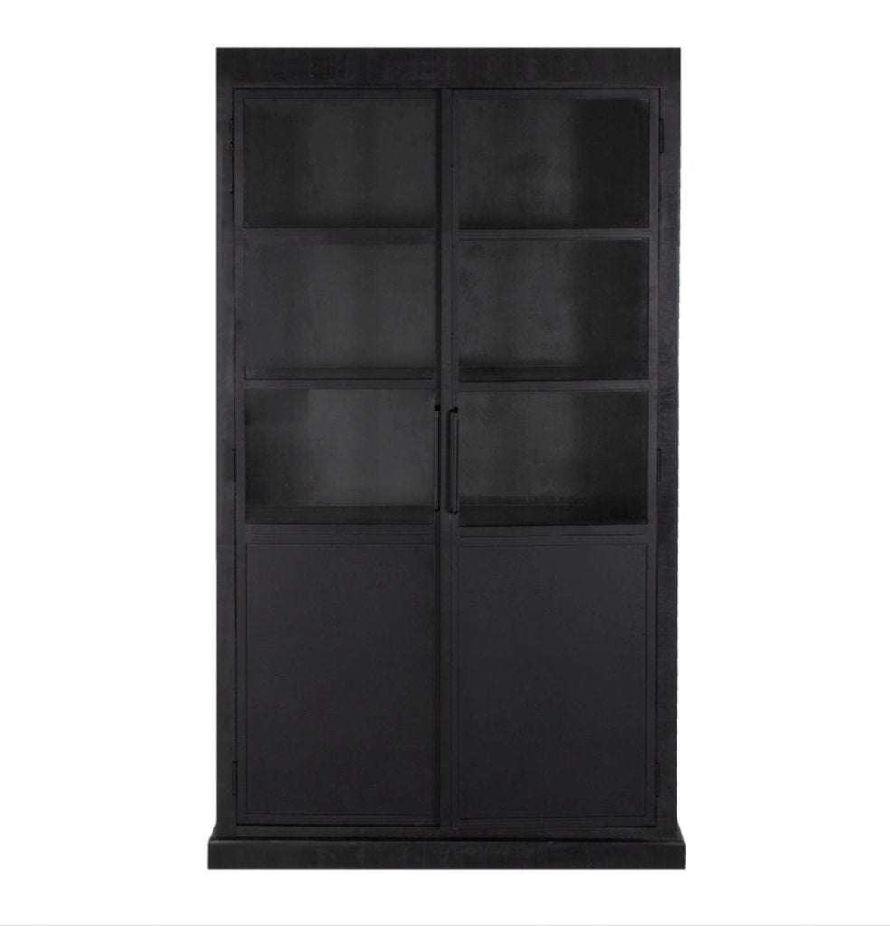Vitrinekast James Zwart 2drs - Giga Meubel | Van €1299, nu, Huis en Inrichting, Nieuw, Ophalen of Verzenden, Giga Meubel, Giga Meubel