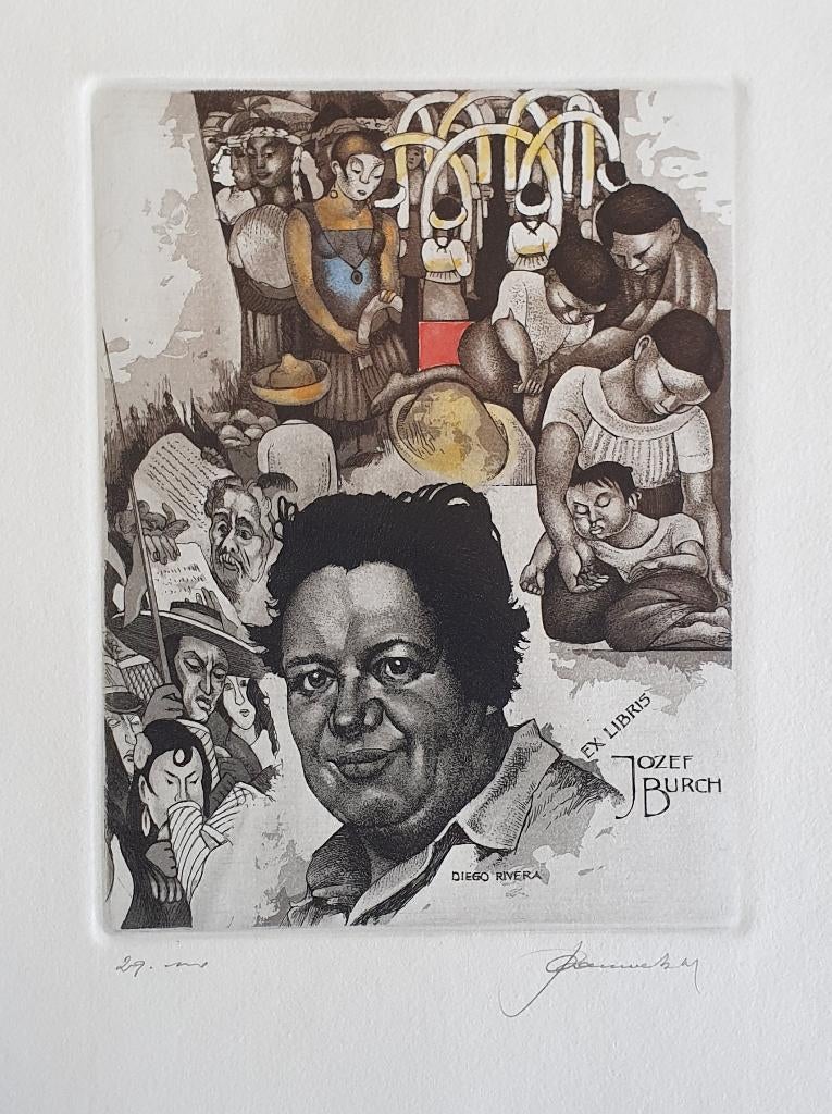 Exlibris / Ex libris H. Pauwels, Diego Rivera, muralist, Antiek en Kunst, Verzenden