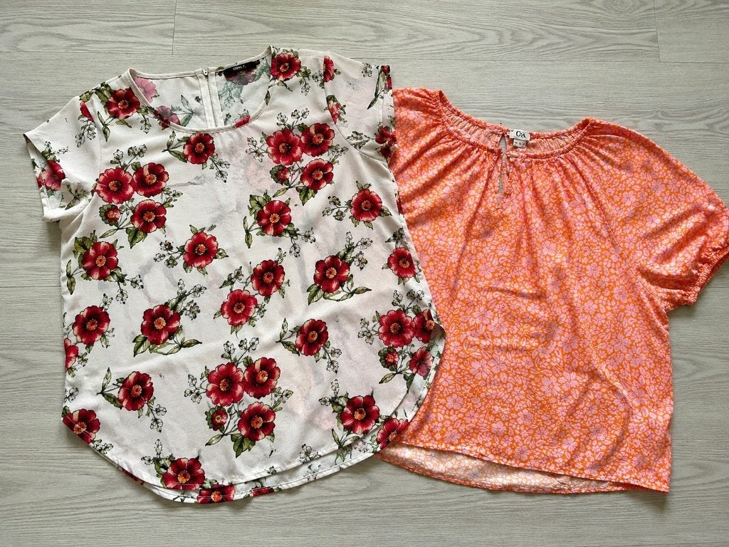 Bundel van 2 Bloemenblouses – Perfect voor maat 42, Ophalen of Verzenden, Zo goed als nieuw, Maat 42/44 (L), Meerkleurig