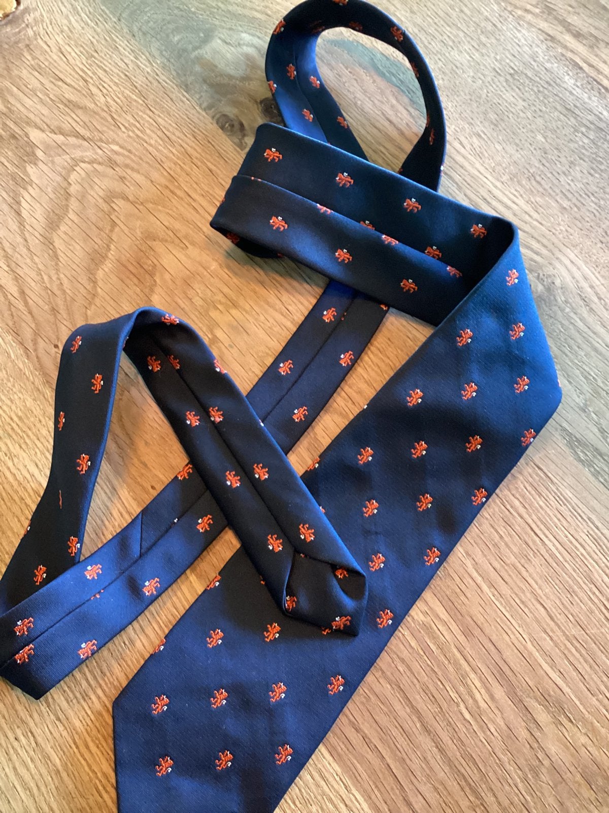 Stropdas oranje leeuw, Verzenden, Gedragen, Blauw, Met patroon