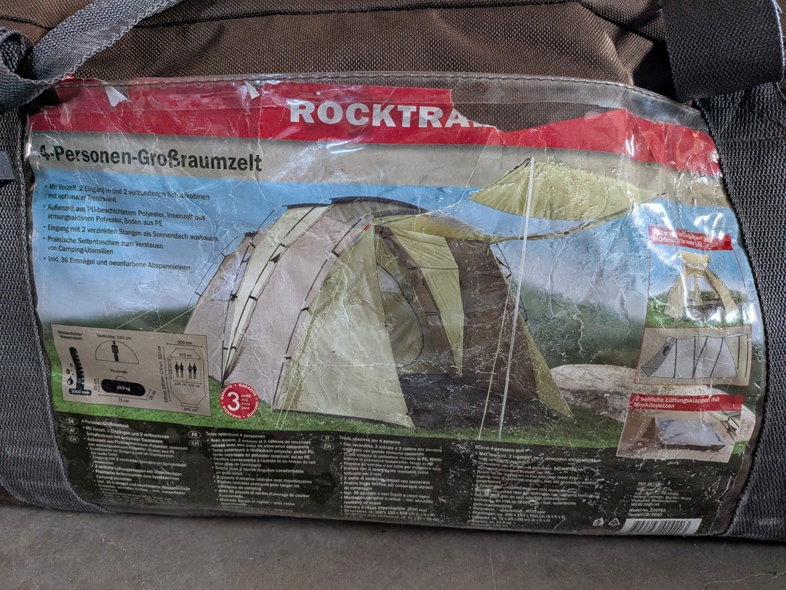 ROCKTRAIL Ruime 4 persoons tent, Caravans en Kamperen, Ophalen, Gebruikt, Tot en met 4