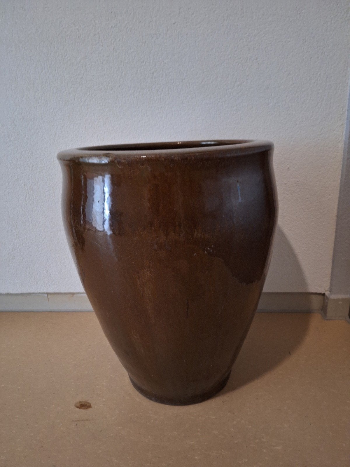 Bruine tuinpot - Hoogte 55 cm, Diameter 33 cm, Tuin en Terras, Bloembakken en Plantenbakken, Ophalen, Overige materialen, Gebruikt