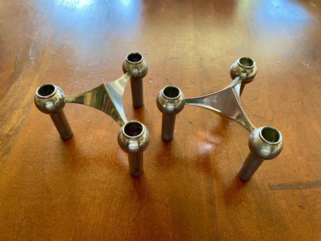 Werner Stoff & Hans Nagel candle holders silver vintage 60s, Ophalen of Verzenden, Overige materialen