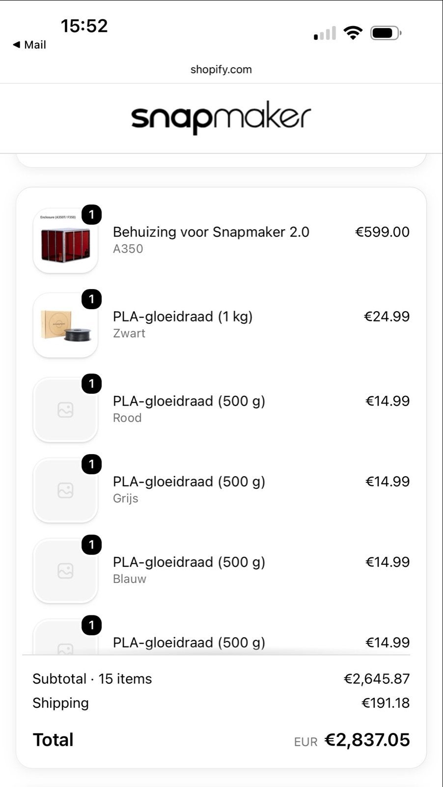 Snapmaker 2.0 A350 - 3-in-1 3D-printer, laser, CNC + behuizi, Computers en Software, 3D Printers, Zo goed als nieuw, Filament