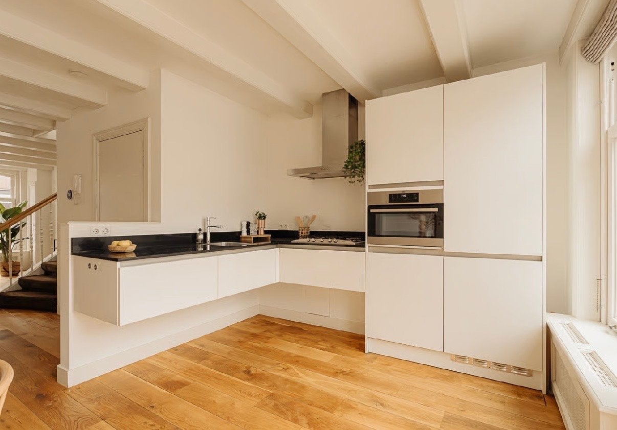 Complete design keuken met SMEG en AEG apparatuur, Ophalen, Gebruikt, Wit, Hoekkeuken