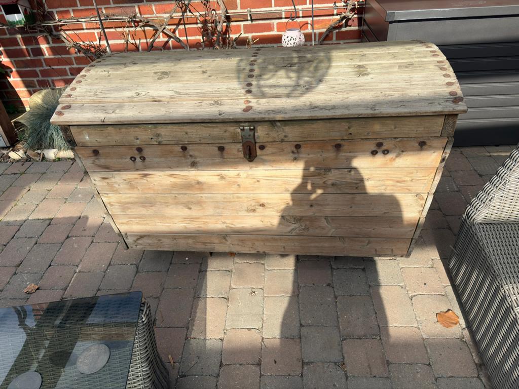 Grote robuuste houten opbergkist, Tuin en Terras, Ophalen, Gebruikt
