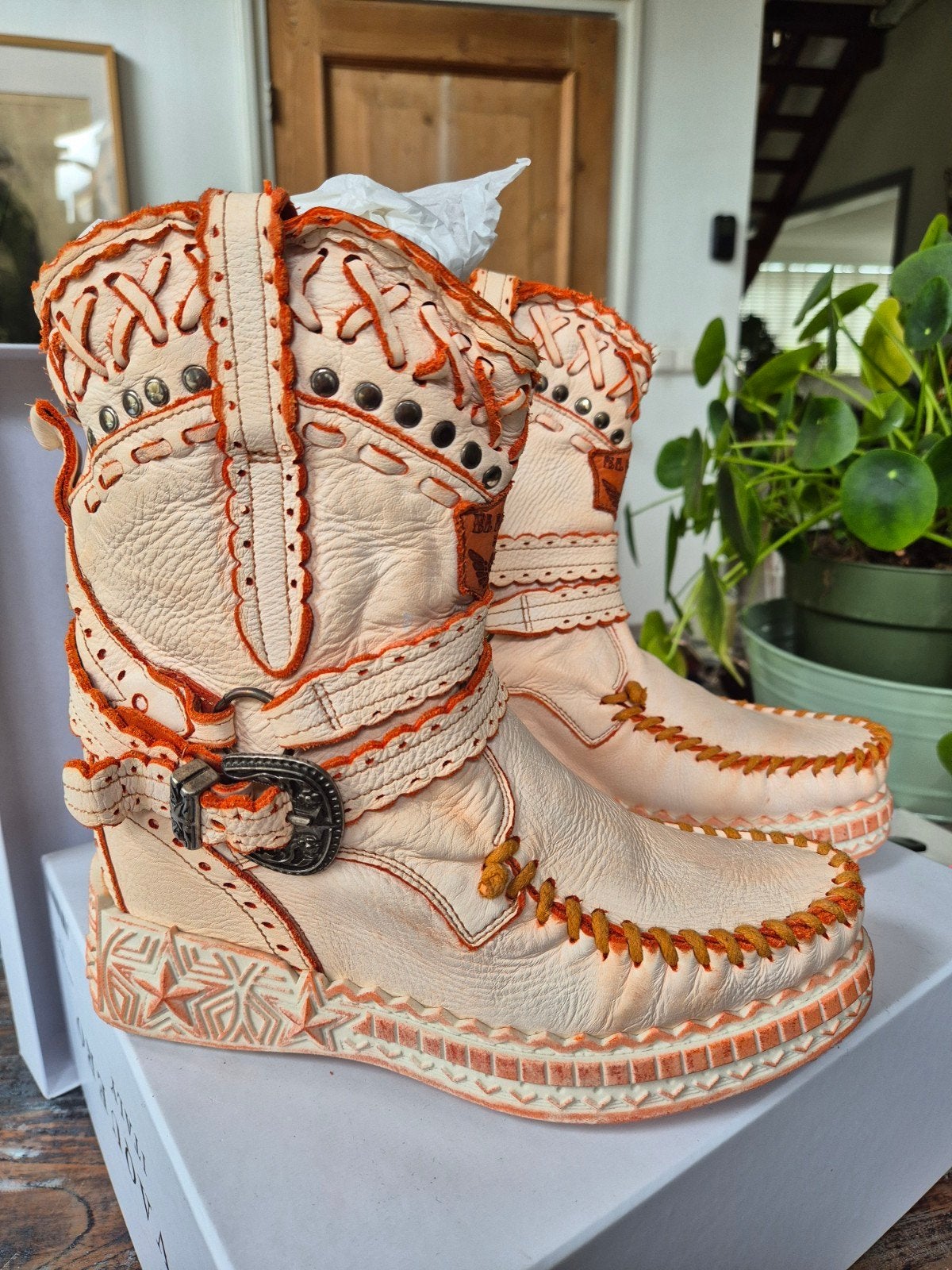 El Vaquero Maya orange handyed, Kleding | Dames, Verzenden, Lage of Enkellaarzen, Nieuw, Oranje
