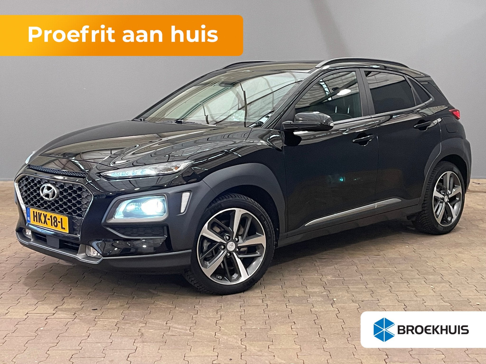 Hyundai KONA 1.6 T-GDI Premium, Auto's, Automaat, 12 maanden, 4 cilinders, Zwart