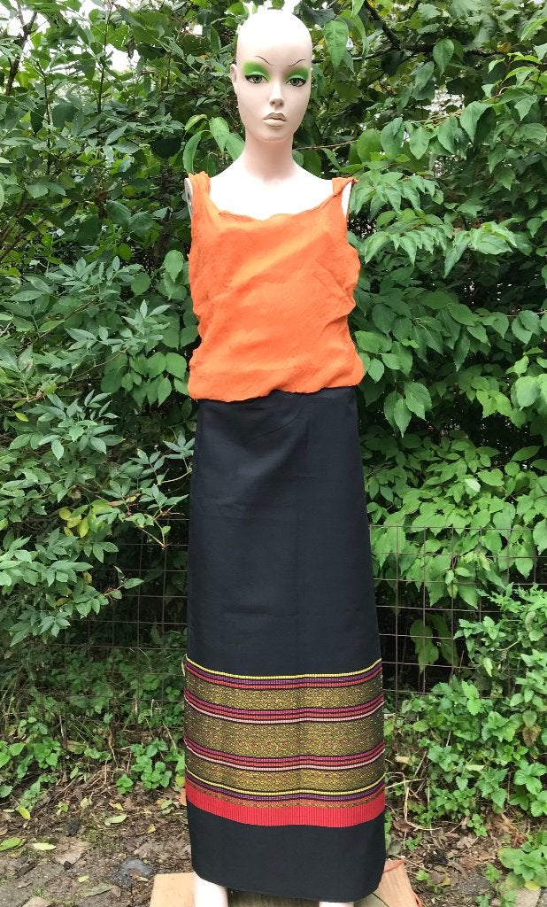 Rok - Wikkelrok met borduursels Thailand - M - zwart, Maat 38/40 (M), Zwart, Nieuw, Ophalen of Verzenden