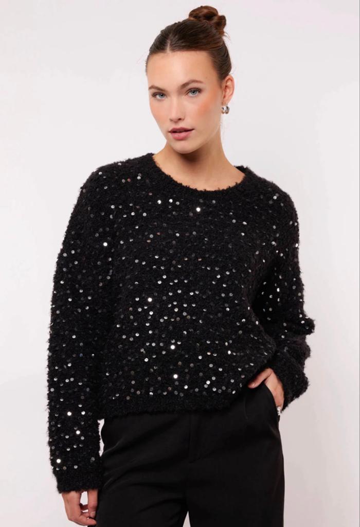 Fluresk Sweater 42 - Zwarte trui met pailletten, Ophalen of Verzenden, Zo goed als nieuw, Maat 42/44 (L), Zwart