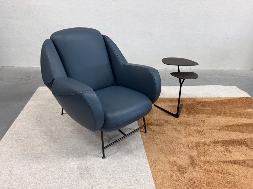Nieuw Leolux Anton fauteuil Raffino blauw leer Stoel, Huis en Inrichting, Leolux, Info@leolux.nl, Nieuw, Ophalen of Verzenden