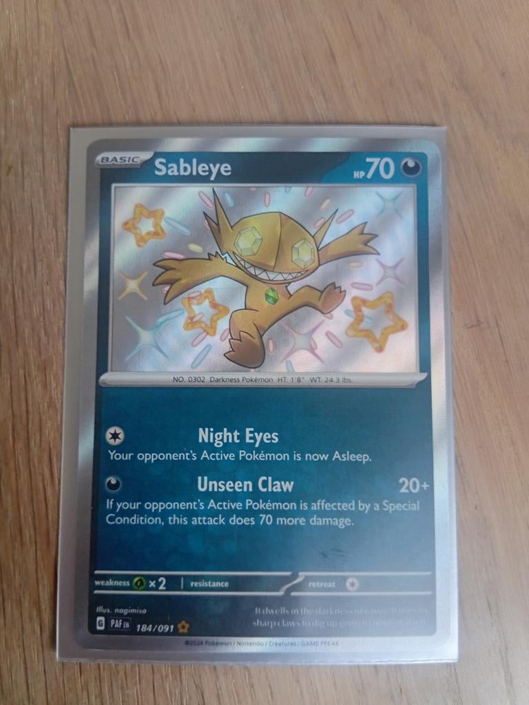 Shiny Sableye 184/091 - Perfecte Staat Pokémon Kaart, Ophalen, Zo goed als nieuw, Losse kaart, Foil