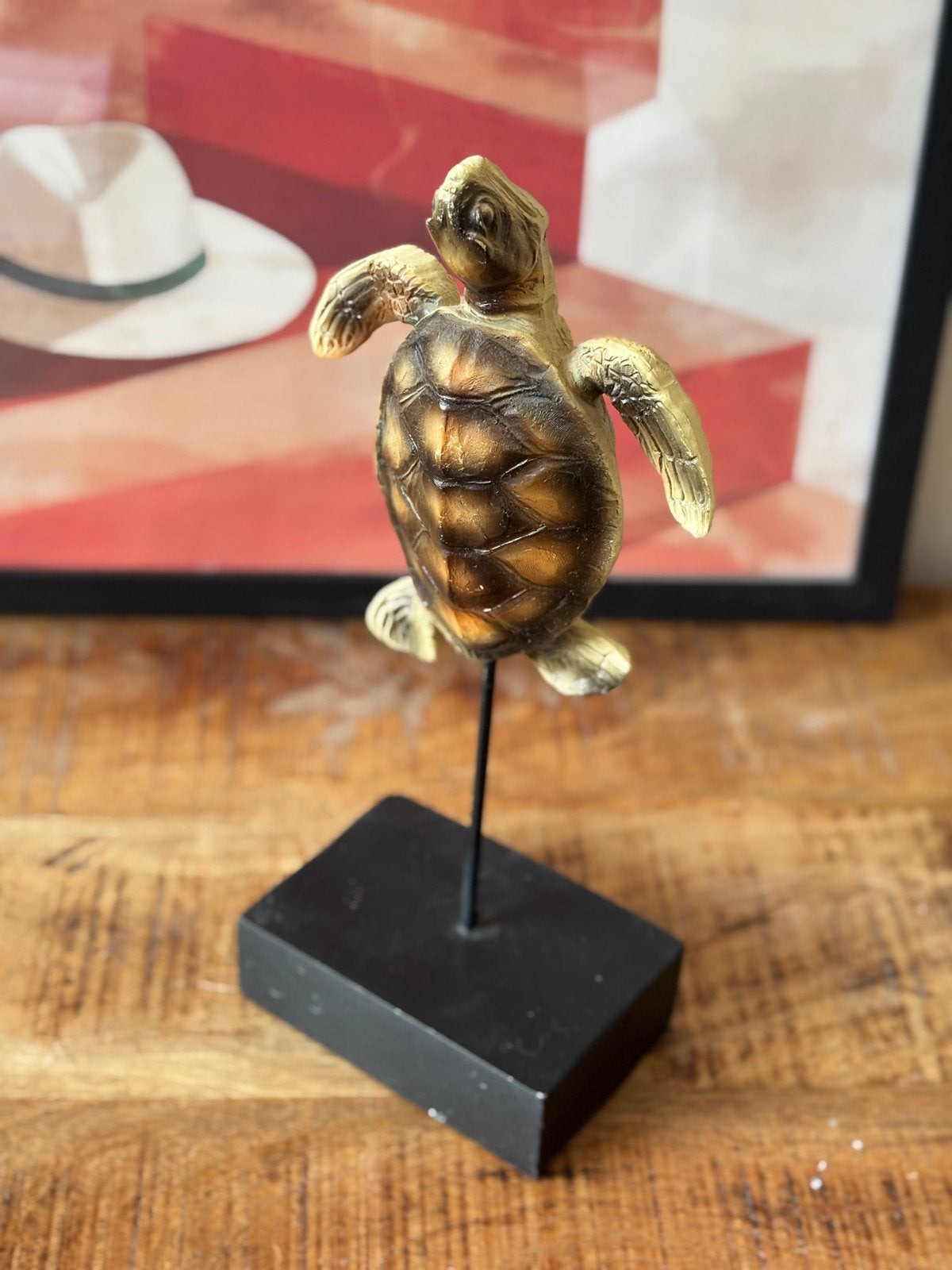 Decoratief schildpad beeldje op sokkel, Ophalen, Meerkleurig, Overige materialen, Overige stijlen