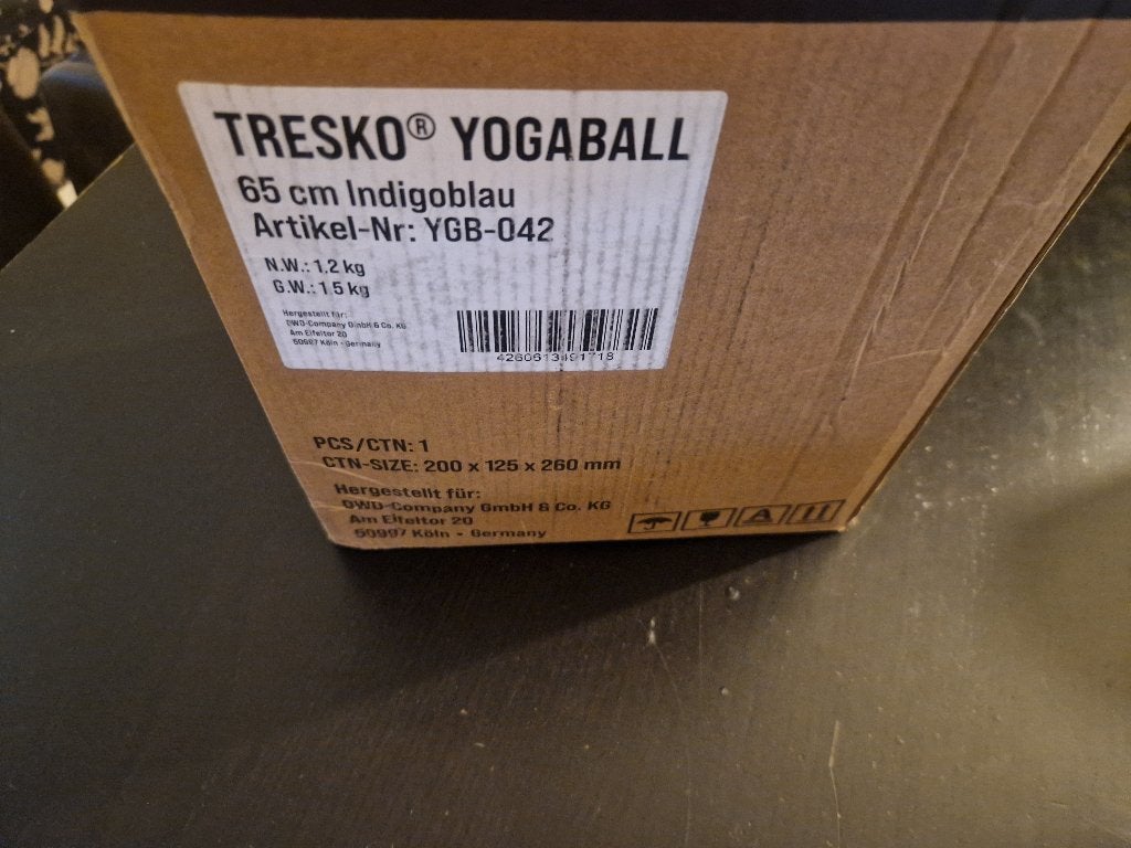 TRESKO Yogabal 65 cm Indigoblauw met pomp, Ophalen of Verzenden, Nieuw, Yoga-accessoire