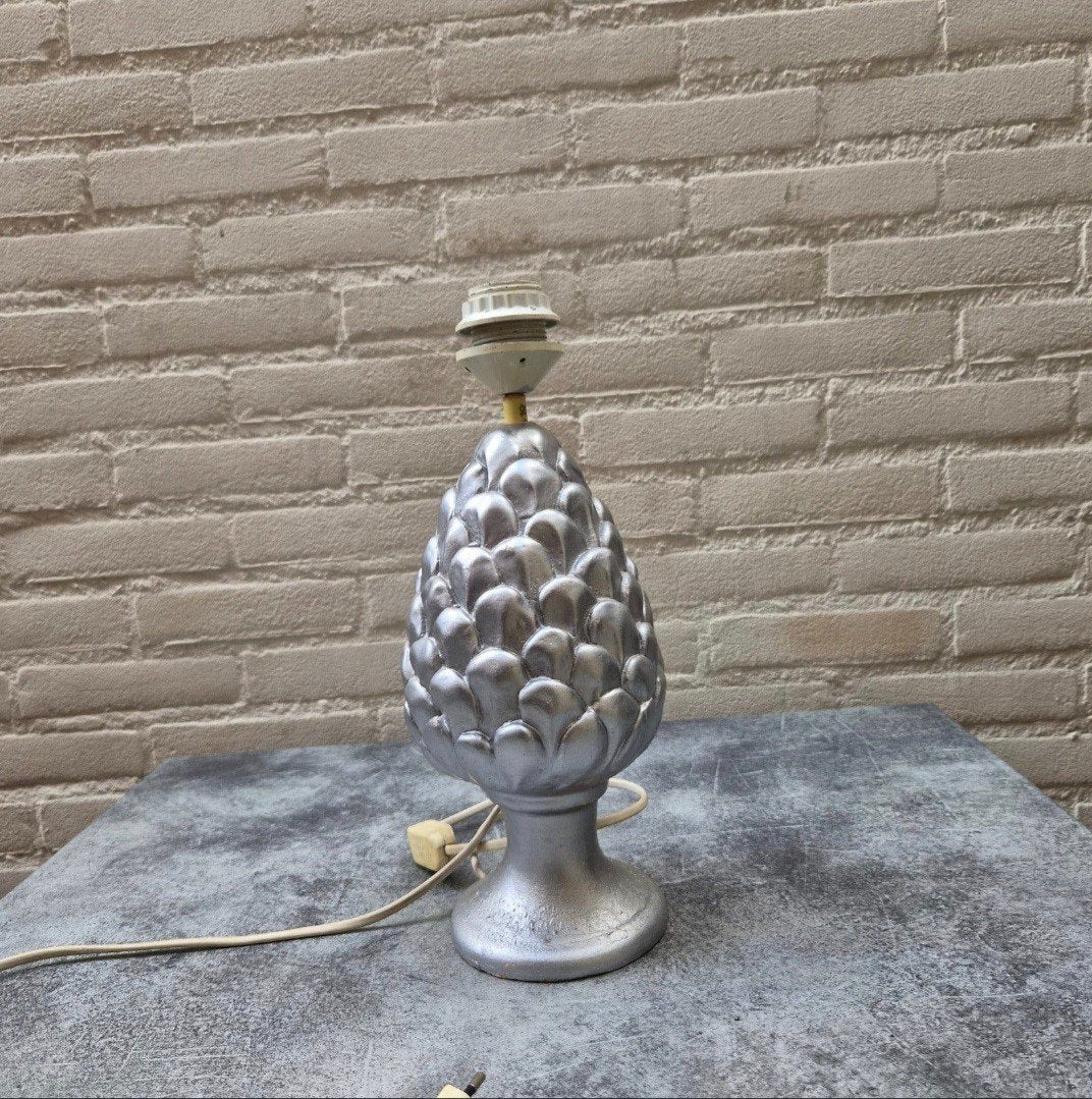 Vintage Zilverkleurige Tafellamp - Ananas/Druiven Design, Ophalen of Verzenden