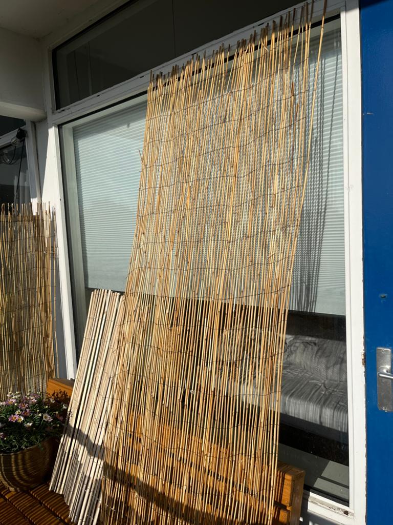 Restant rietmat en bamboemat, Ophalen, Zo goed als nieuw, Hout, 150 tot 200 cm