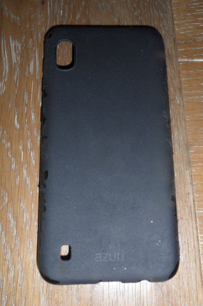 In redelijke staat: zwarte cover voor SAMSUNG A10-mobiel, Ophalen of Verzenden, Gebruikt, Overige modellen, Frontje of Cover