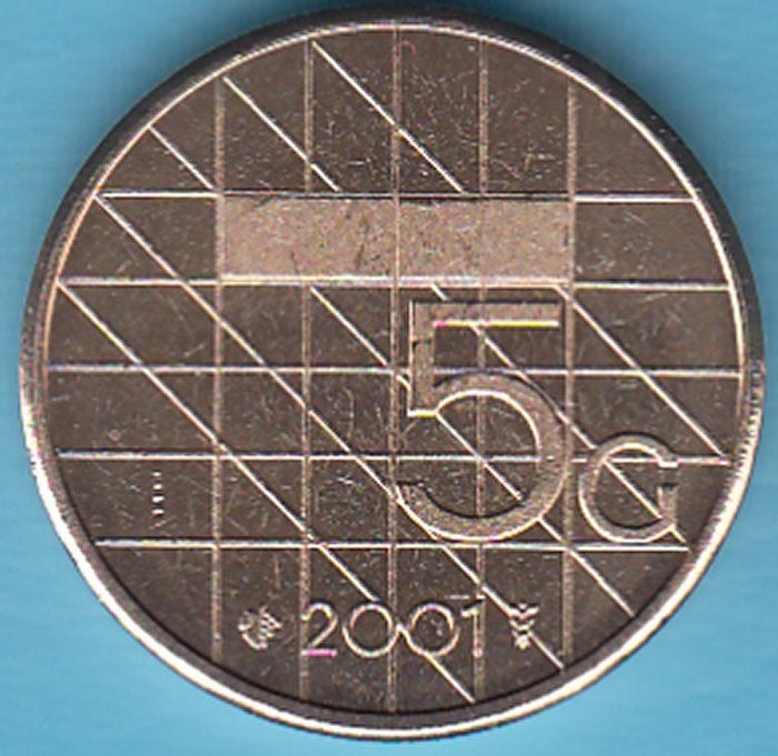 Nederland Vijfje (5 gulden) 2001 UNC in munthouder, Postzegels en Munten, Munten | Nederland, Ophalen of Verzenden, Koningin Beatrix