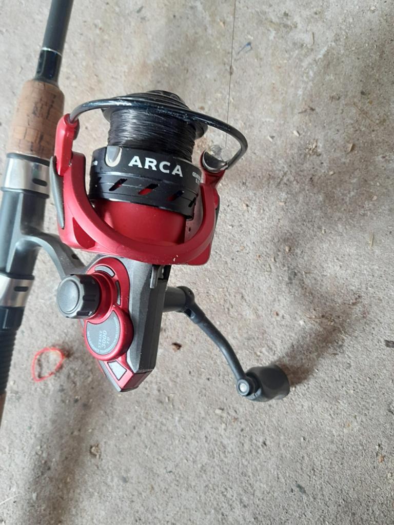 Dyna spinning 240 cm 10 35 gr met arca strike 3000 fd molen, Watersport en Boten, Hengelsport | Roofvissen, Ophalen, Gebruikt