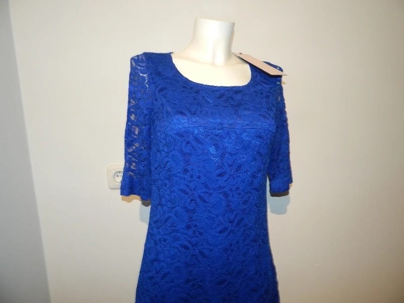 Ladress jurk van kant vorstelijk kobalt blauw Nieuw xs, Nieuw, Ladress, Maat 34 (XS) of kleiner, Boven de knie