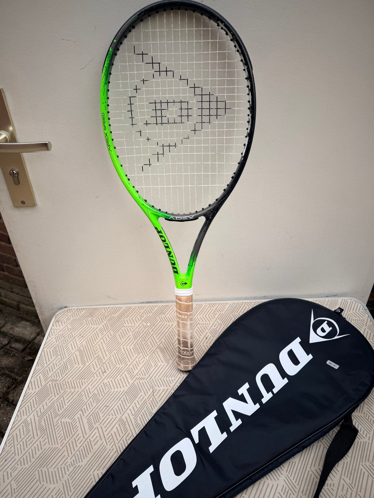 Dunlop Apex Speed tennisracket met hoes, Gebruikt, Ophalen of Verzenden, Racket, L3
