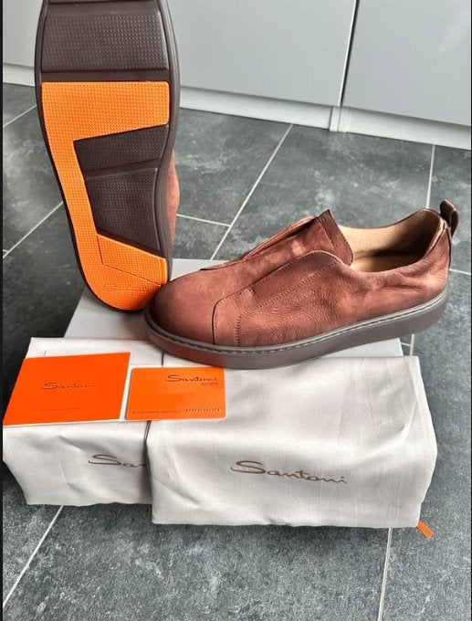 Santoni Instappers Suède  Bruin | Nieuw met labels, Kleding | Heren, Loafers, Bruin, Nieuw, Ophalen of Verzenden