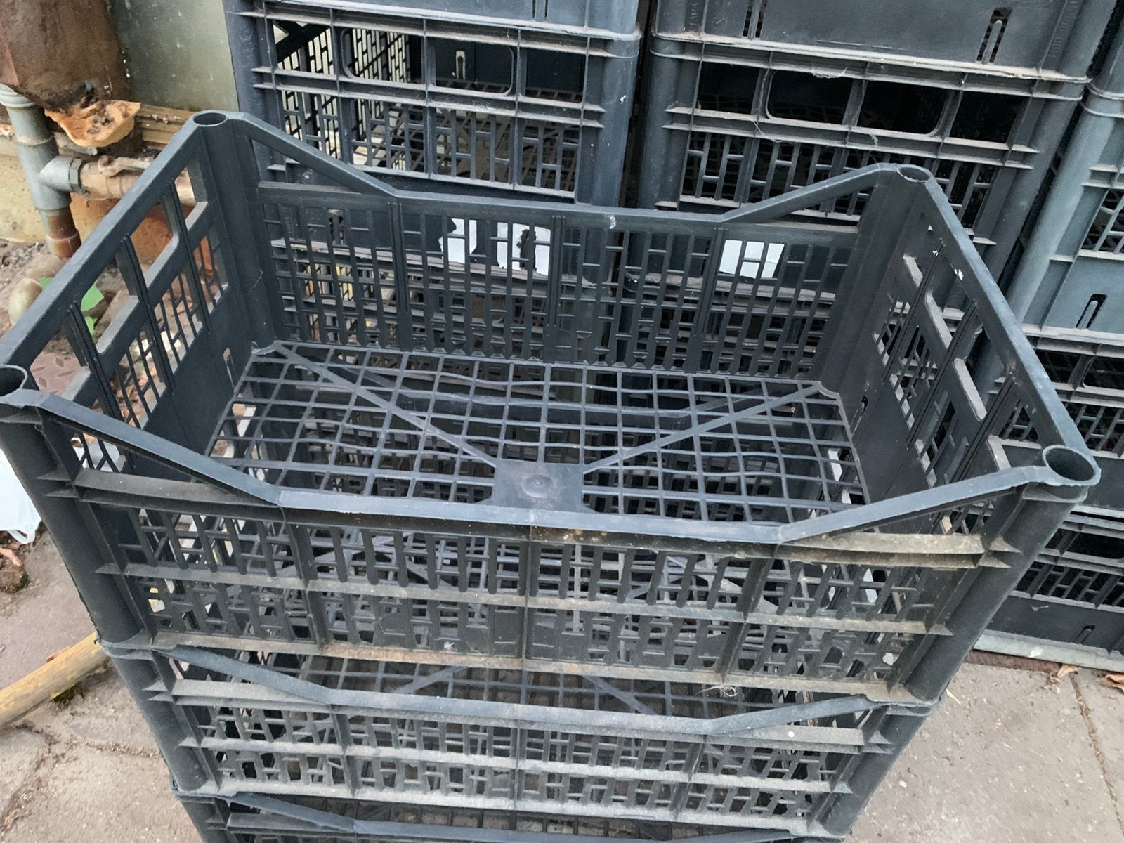 Stevige Zwarte Kunststof Kratten - Diverse Maten, Ophalen, Gebruikt, 50 tot 75 cm, Minder dan 35 cm