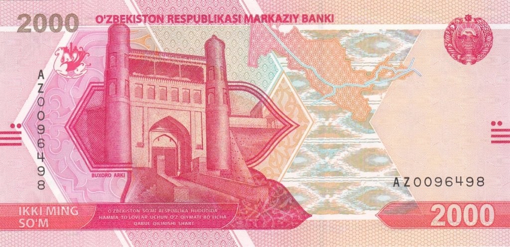 Oezbekistan bankbiljet 2000 Som 2021 UNC, Pick 87, Postzegels en Munten, Bankbiljetten | Azië, Ophalen of Verzenden, Centraal-Azië