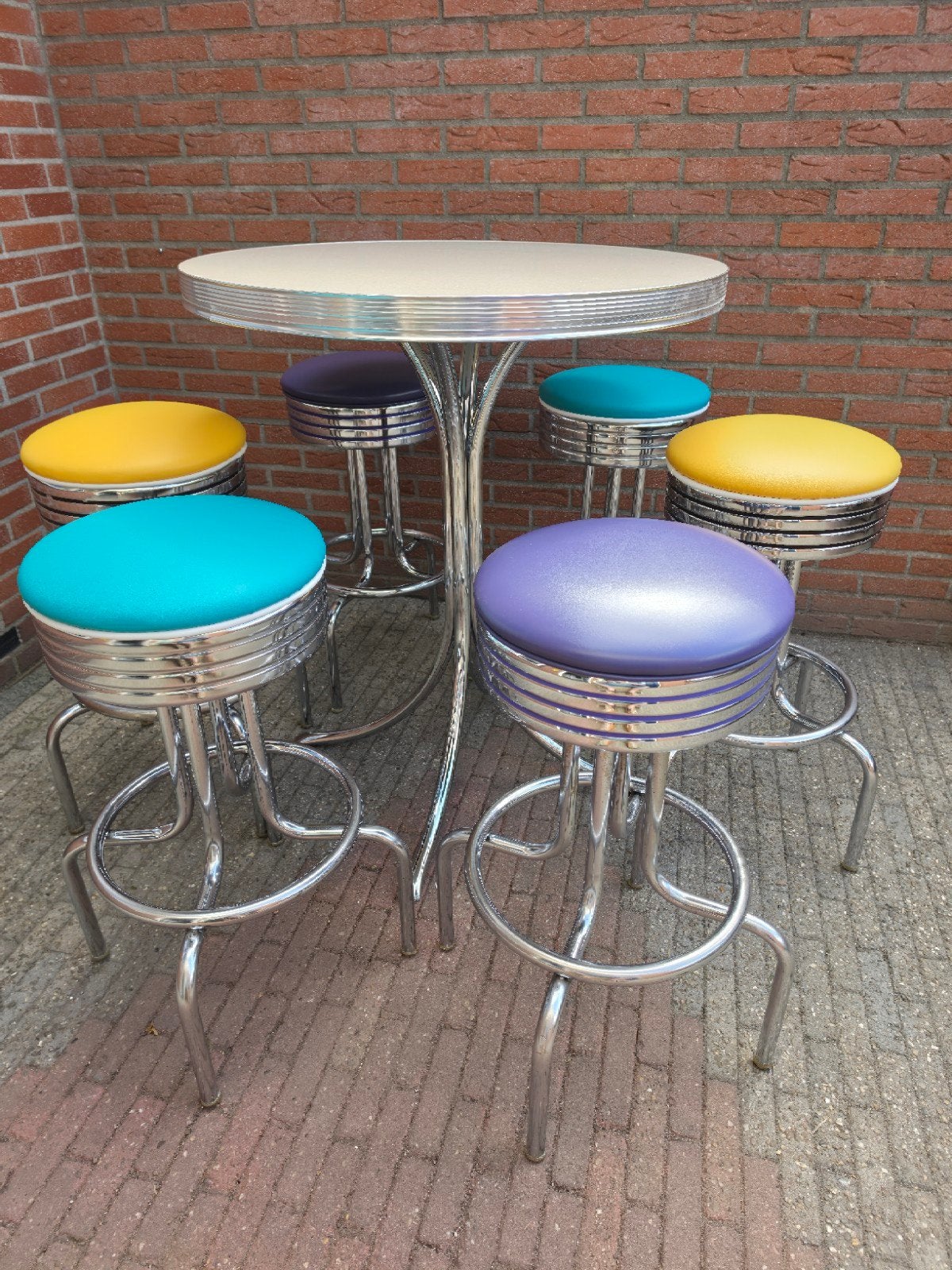 FIFTIES SIXTIES AMERIKAANSE BARKRUKKEN BEL AIR BARTAFEL, Ophalen, 5 krukken of meer, 60 tot 90 cm, Met voetsteun