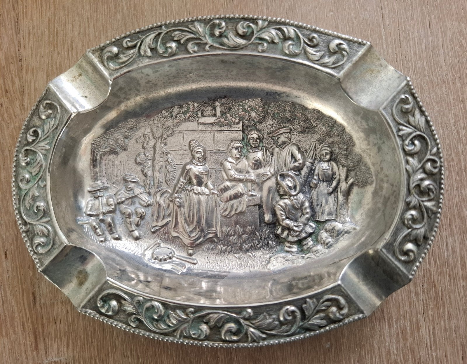 Vintage  Tinnen asbak, Antiek en Kunst, Ophalen of Verzenden