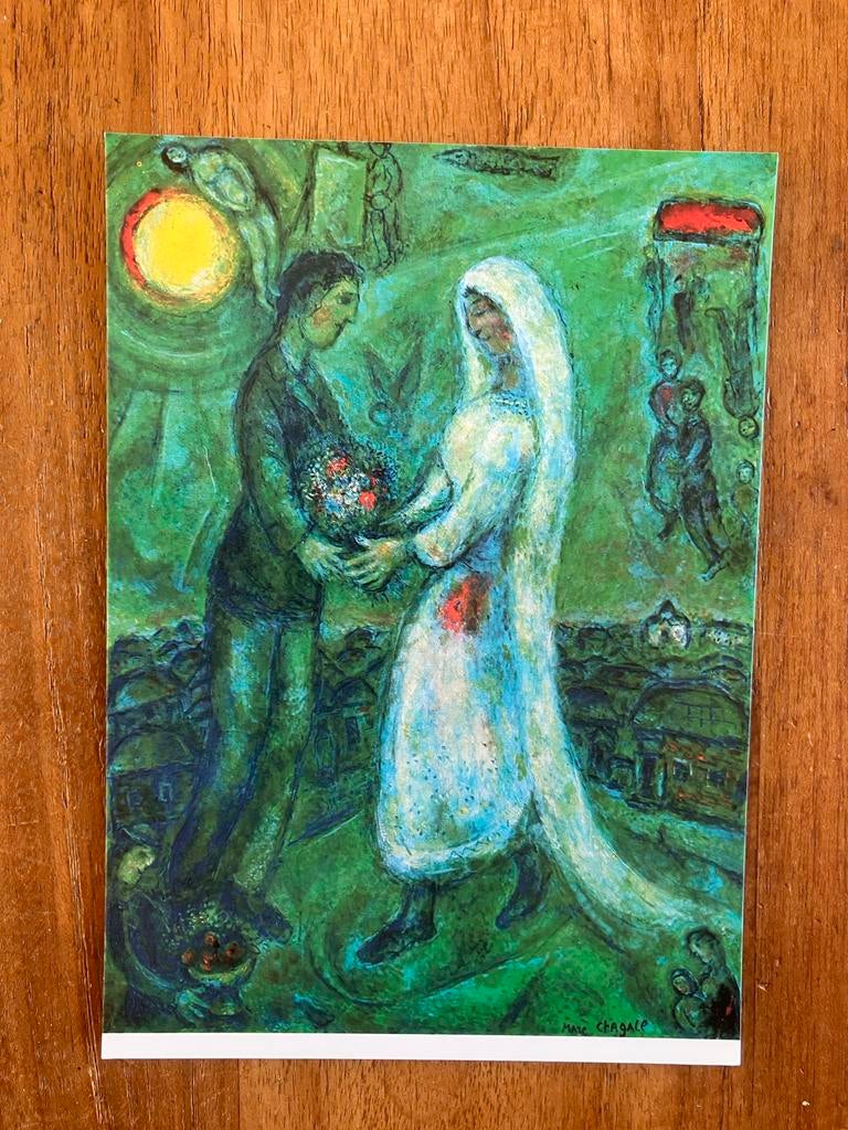 Marc Chagall - Verloofden op Groene Achtergrond, Verzamelen, Ansichtkaarten | Themakaarten, Ophalen of Verzenden, 1980 tot heden
