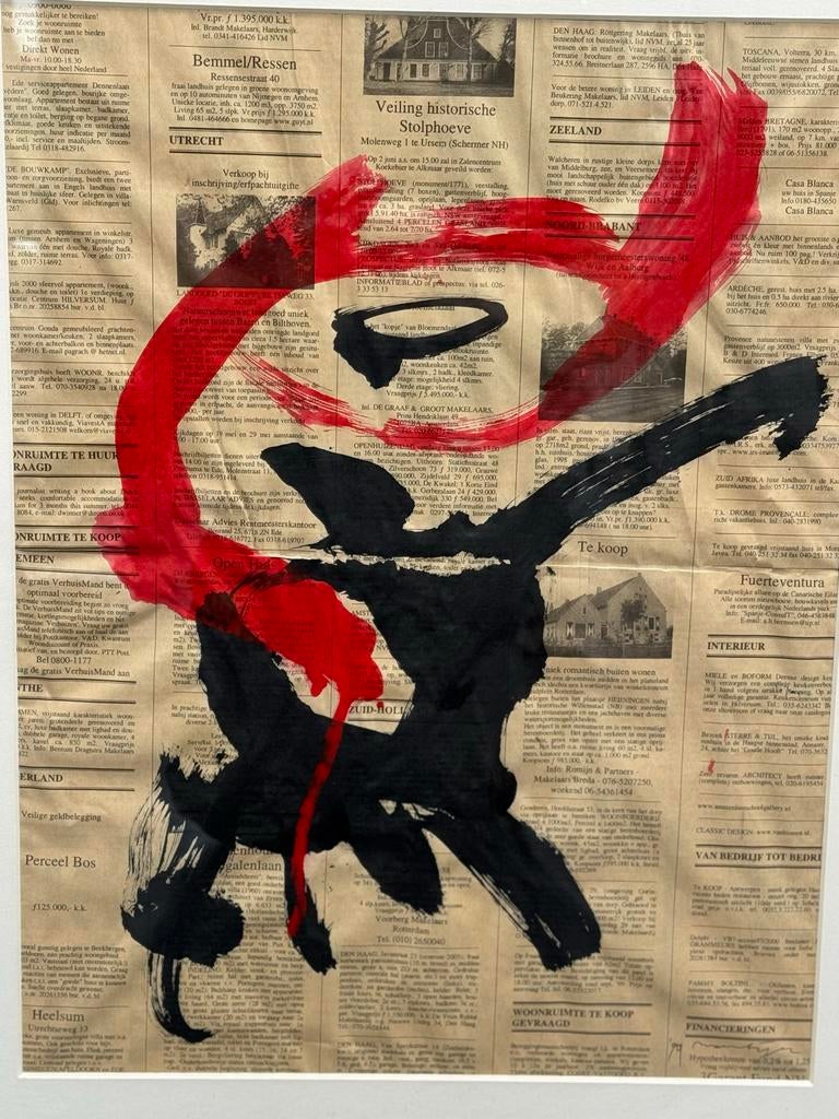 Jan Montyn - Zonder titel (1999) - Abstracte inkt op papier, Ophalen