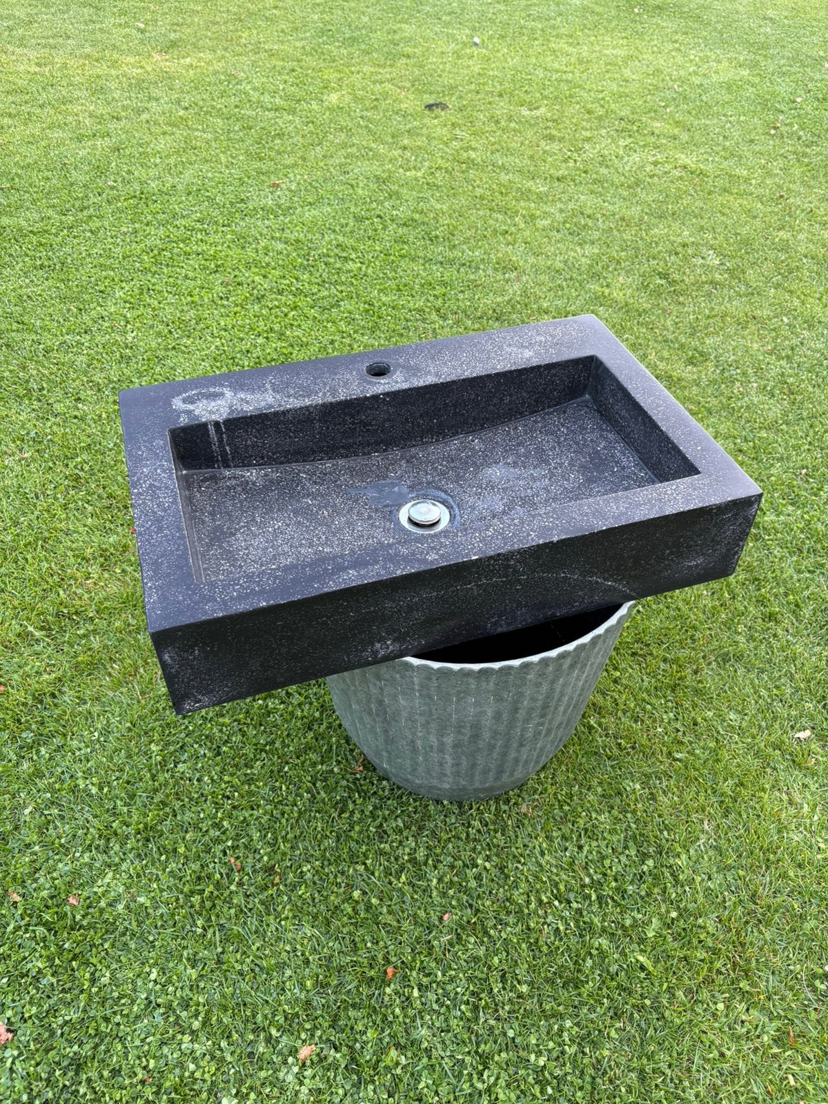 Wasbak, zwart natuursteen1, Ophalen, Gebruikt, Wastafel