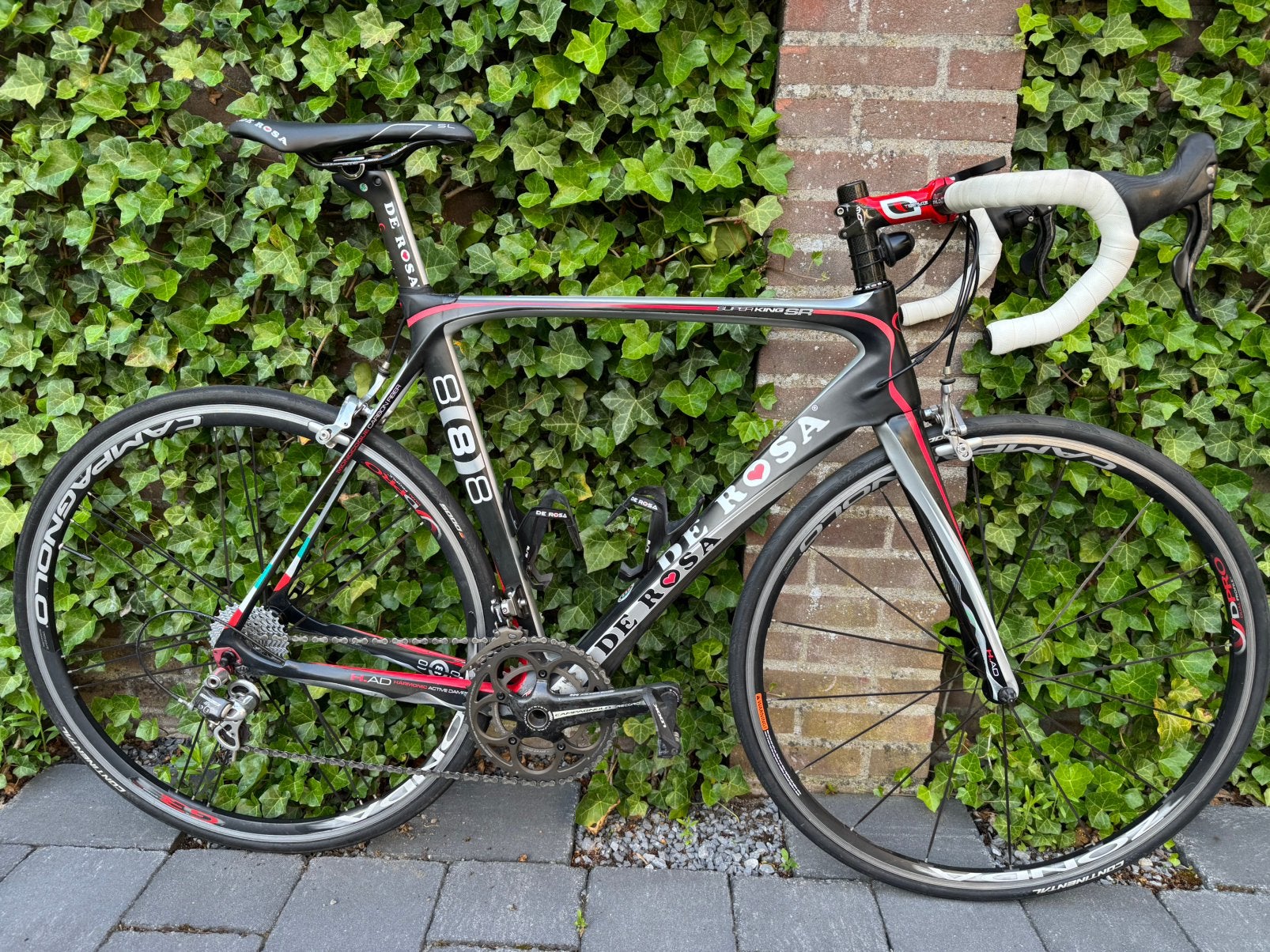 De Rosa 888 Superking SR Campagnolo Chorus 11 speed Zonda, 28 inch, Gebruikt, Carbon, Velgrem