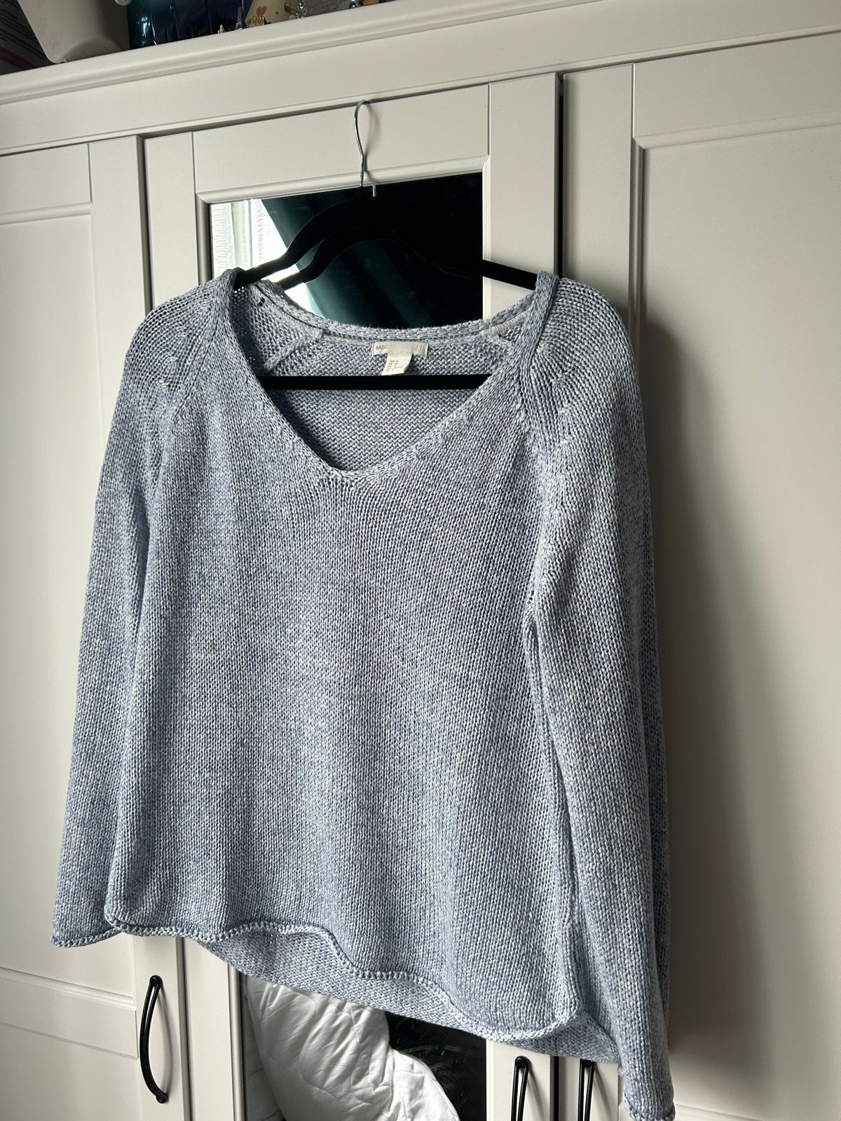 H&M Basic gebreide trui - Blauw, Kleding | Dames, Ophalen of Verzenden, Gedragen, Maat 38/40 (M), Blauw
