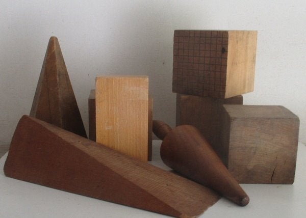 mooie oude geometrische vormen modellen in hout, Antiek en Kunst, Verzenden