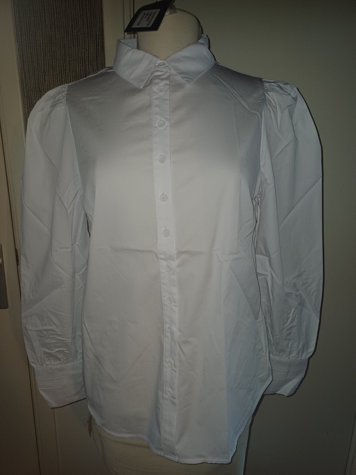 Mi piace Witte katoenen blouse met lange mouw en manchet, Mp, Mp, Wit, Maat 46/48 (XL) of groter