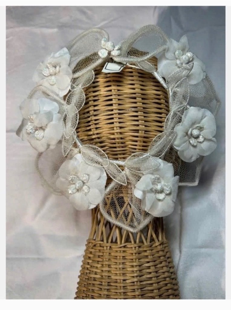 Bijzondere Antieke tiara, bloemen, tule, zeer oud, Ophalen of Verzenden, Dames