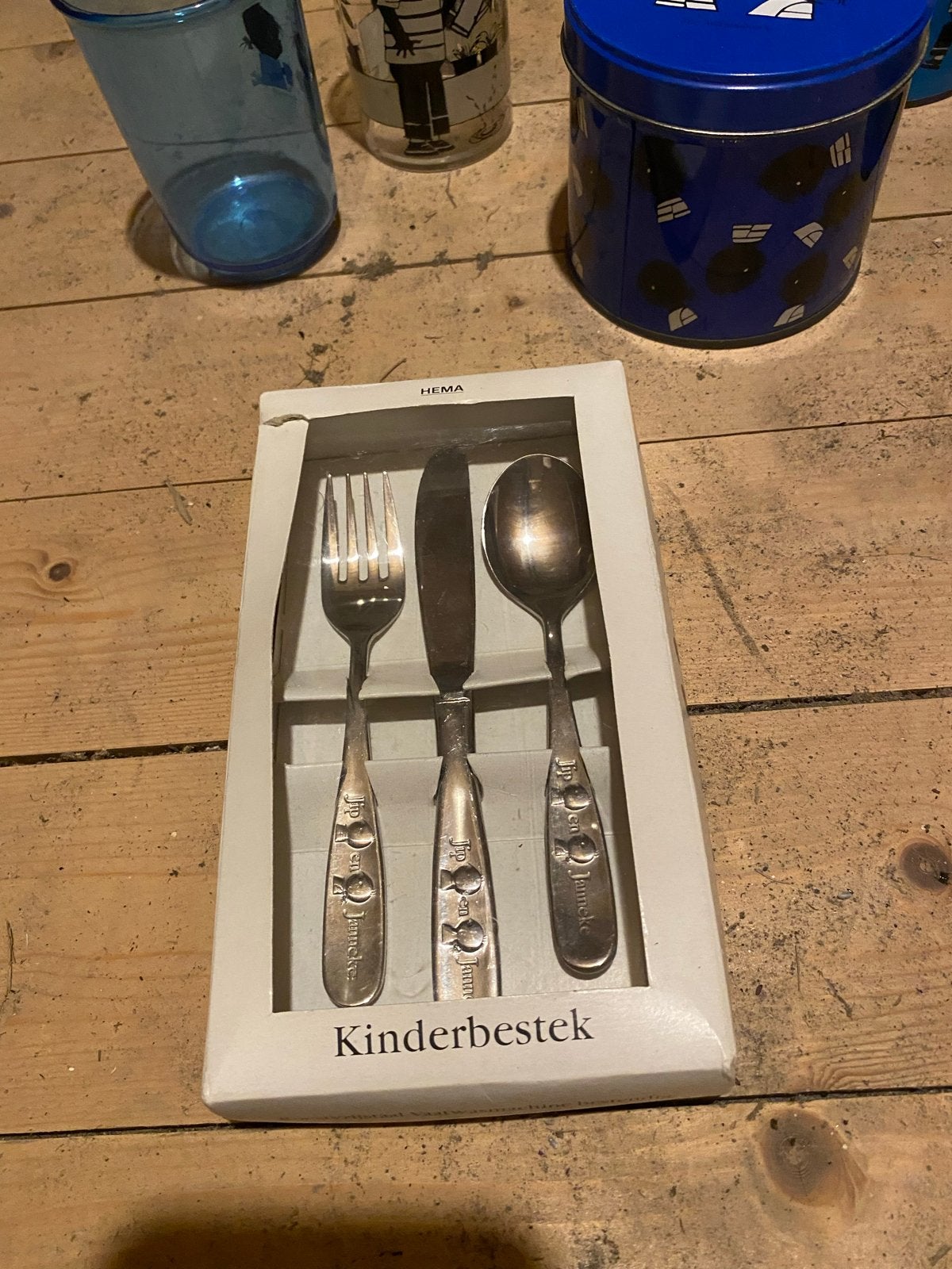 Vintage HEMA Jip en Janneke Kinderbestekset (30 jaar oud), Ophalen of Verzenden